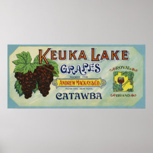 Königlicher Marke Keuka See-Trauben-Aufkleber Poster
