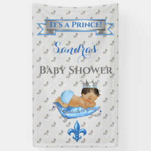 Königlicher Prinz Baby Blau & Silber Kissenjunge Banner