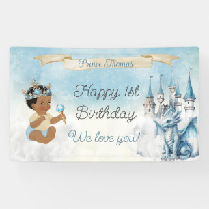 Königlicher Prinz Baby Junge Schloss Drache Blau G Banner
