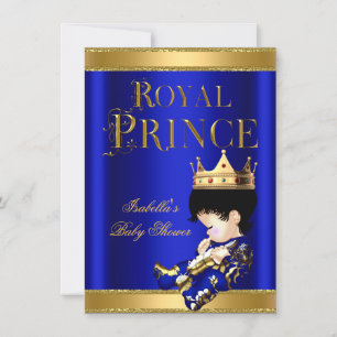 Königlicher Prinz Baby Shower Blau GOLD Einladung