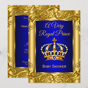 Königlicher Prinz  Baby Shower Königlich blau gold Einladung
