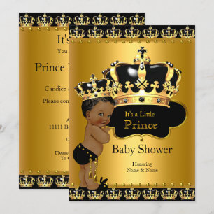 Königlicher Prinz Baby Shower Schwarz Gold Ethnisc Einladung