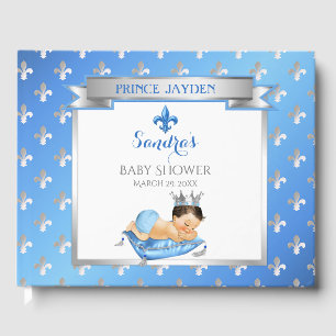 Königlicher Prinz Blau Silber Baby Junge Fleur Kis Gästebuch