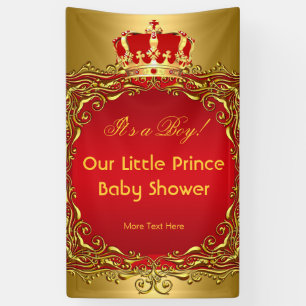 Königlicher Prinz Gold Rot Krone Baby Shower Junge Banner