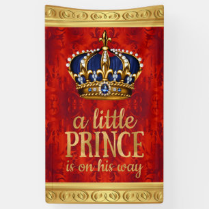 Königlicher Prinz Rot Gold Krone Junge Baby Shower Banner