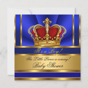 Königlicher Prinz Royal Blau Baby Boy Shower Rot G Einladung