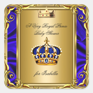 Königlicher Prinz Royal Blau Baby Shower Regales G Quadratischer Aufkleber