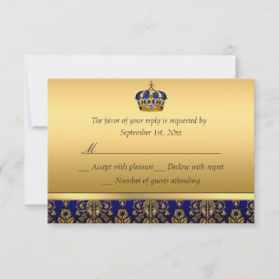 Königlicher Prinz Royal Blau Taufanfrage RSVP Karte