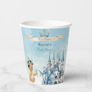 Königlicher Prinz Schloss Drache Krone Blau Gold J Pappbecher