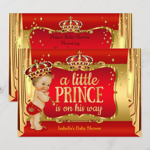 Königlicher Roter Goldjunge Prinz Baby Shower Blon Einladung