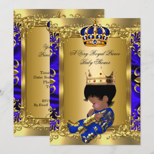 Königlicher Royal Blau Junge Baby Shower Regal Gol Einladung
