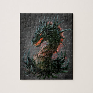Königlicher schwarzer Drache-Kopf - farbenreich