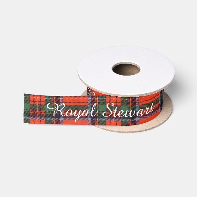 Königlicher Stewart-Clan karierter schottischer Satinband (Spule)