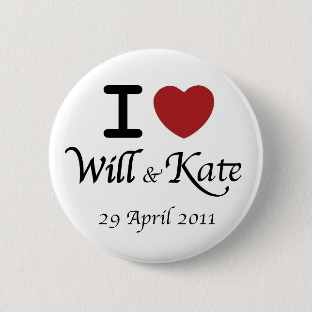 Königlicher Wedding William- und Kateknopf Button (Vorderseite)