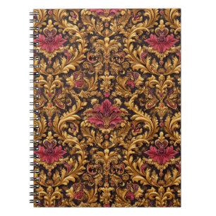 Königliches Barock-Blumenmuster mit goldenem Ornam Notizblock