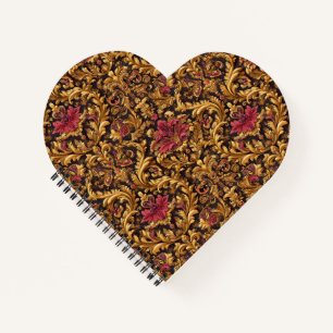 Königliches Barock-Blumenmuster mit goldenem Ornam Notizbuch
