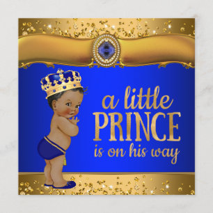 Königliches Blau Gold Prinz Baby Shower Einladung