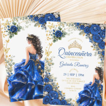 Königliches Blau Golden Quinceañera Schmetterlinge