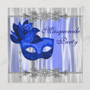 Königliches Blau-Maskerade-Party Einladung