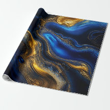 Königliches Blau und Gold Fluid Art