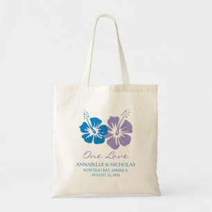 Königliches Blau-und Lavendel-Hibiskus-Blumen Tragetasche