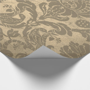 Königliches Garten-Damastsepia-Goldelfenbein Geschenkpapier