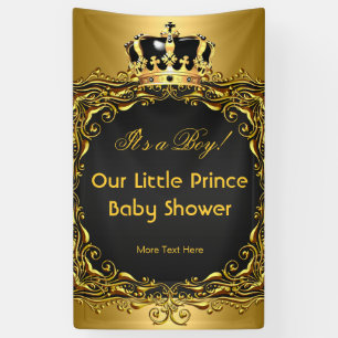 Königliches Gold Schwarz Krone Baby Shower Junge Banner