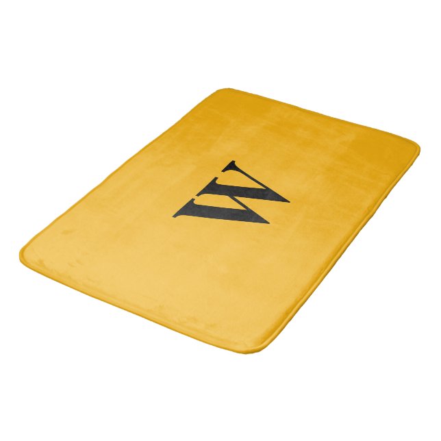 Königliches Gold-Schwarzes Monogramm Badematte (Schrägansicht)
