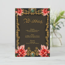 Königliches Gold und rote Blumenmuster