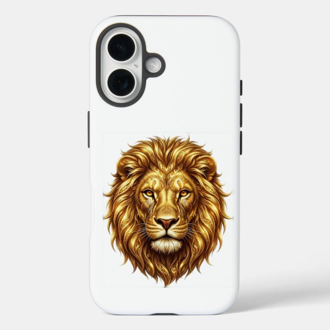 Königliches Goldenes Löwengesicht - Kühnes Wildtie iPhone 16 Hülle (Rückseite)