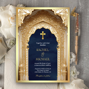 Königliches Goldenes Torbogen Religiös Christlich Einladung