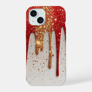 Königliches Karmesin-Gold-Tröpfchen ✨ Luxus-Glitte iPhone 15 Hülle