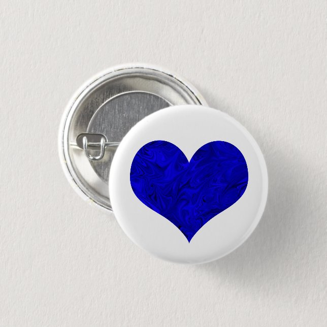 Königliches Kobalt-Blau-Marmorierungherz Button (Vorne & Hinten)