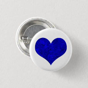 Königliches Kobalt-Blau-Marmorierungherz Button