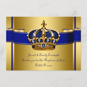 Königliches Kronen-Blau und Goldprinz Baptism Einladung