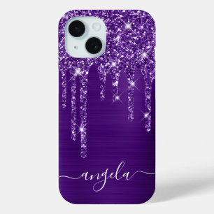 Königliches Lila Glitter Tropfen Glam Unterschrift Case-Mate iPhone Hülle