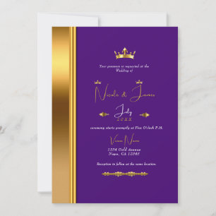 Königliches Lila Goldene Krone Elegante Glamour-Ho Einladung