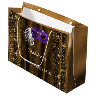 Königliches Lila-Masquerade-Gold-Damaskus-Glitter Große Geschenktüte