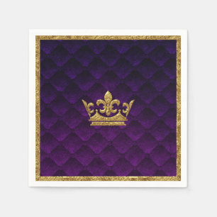 Königliches Lila und Goldene Krone Elegante königl Serviette
