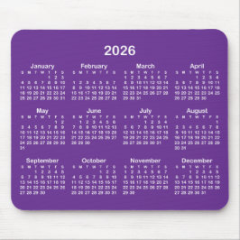 Königliches Lila und Weiß 2026 Kalender Mousepad