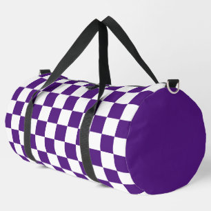 Königliches Lila und Weiß kariert Duffle Bag