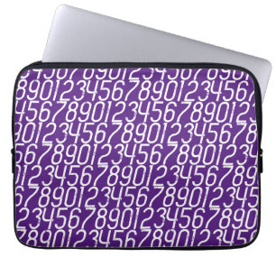 Königliches Lila und weiß. Zahlen Mathematik. Laptopschutzhülle