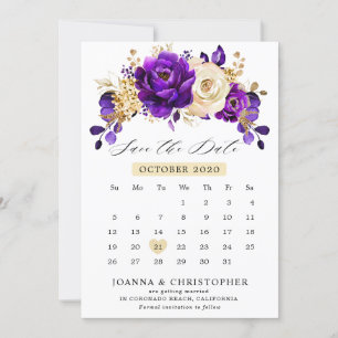 Königliches Lila Violett Gold Kalender Termin vorm Save The Date