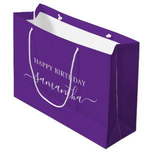 Königliches Lila Weiß Elegante Schriftzug-Signatur Große Geschenktüte