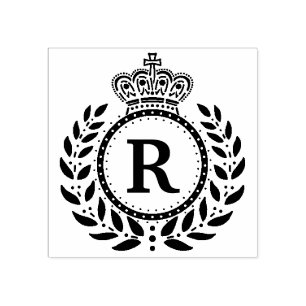 Königliches Lorbeerwreath-Kronen-Monogramm   Gummistempel