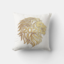 Königliches Löwenkopf-Emblem mit 2026 und Goldfoli Kissen