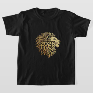 Königliches Löwenkopf-Emblem mit 2026 und Goldfoli T-Shirt