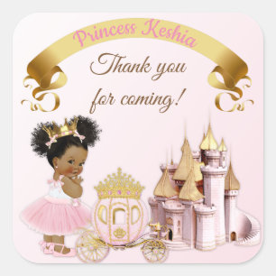 Königliches Mädchen Prinzessin-Castle Carriage Quadratischer Aufkleber