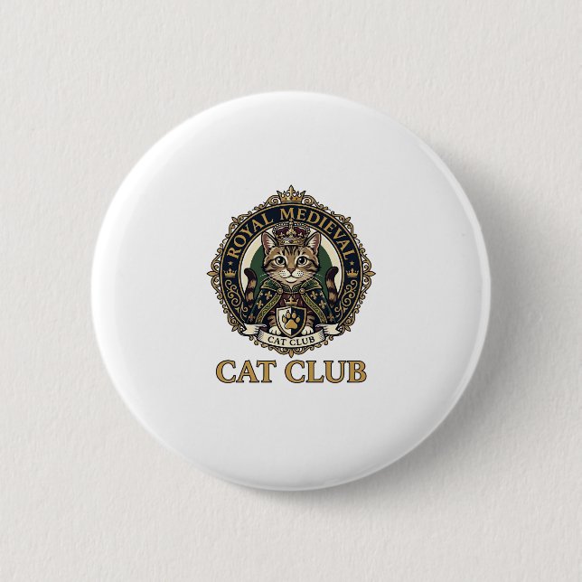 Königliches mittelalterliches Katzen-Vater-Geschen Button (Vorderseite)