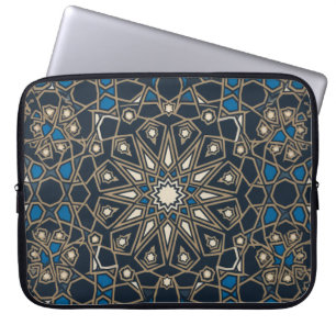 Königliches Mitternachts- & Gold-Geometrisches Mos Laptopschutzhülle